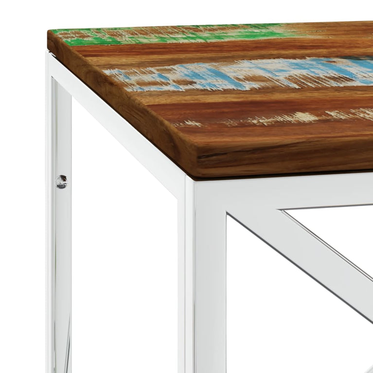 Salontafel roestvrij staal en massief hergebruikt hout MeubelReus