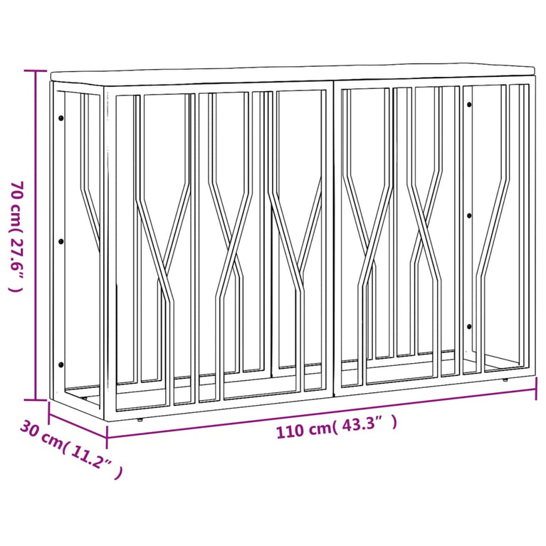 Wandtafel roestvrij staal en massief gerecycled hout goudkleur MeubelReus