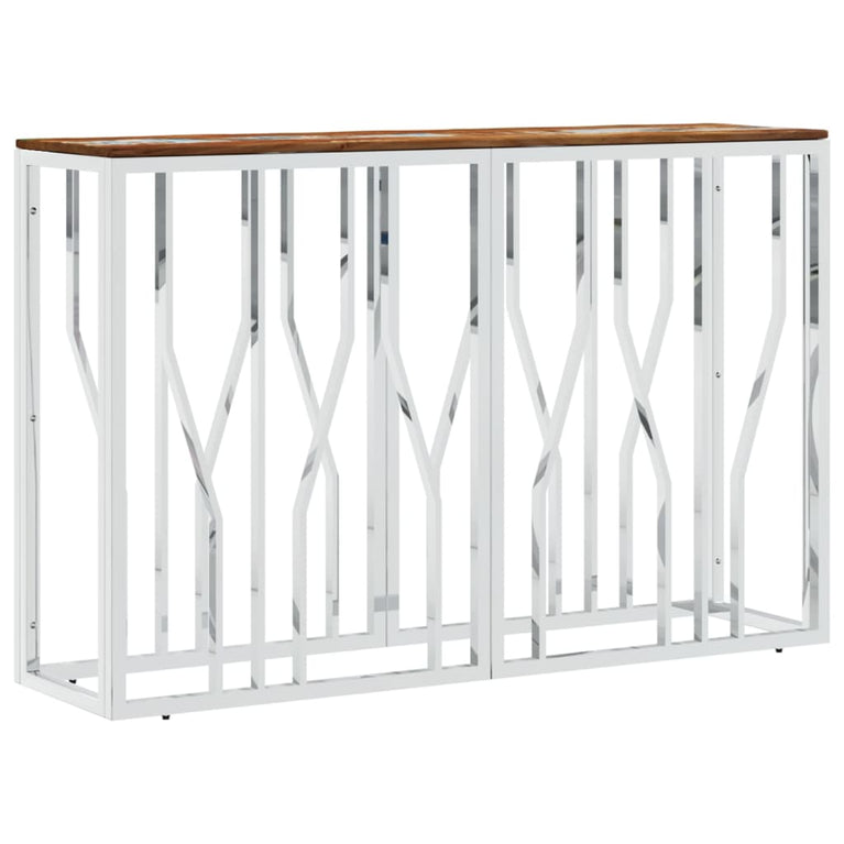 Wandtafel roestvrij staal en massief gerecycled hout zilver MeubelReus