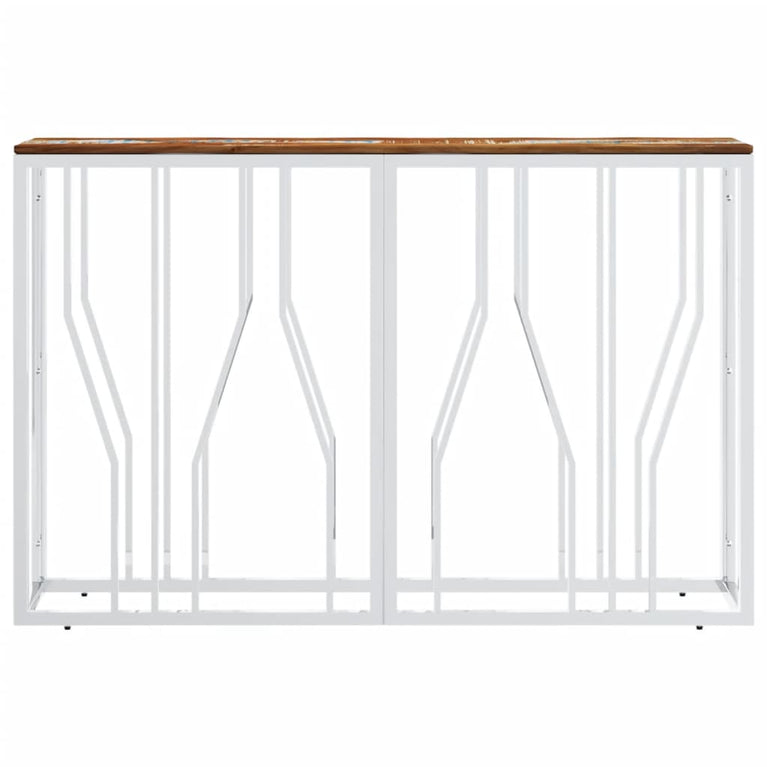 Wandtafel roestvrij staal en massief gerecycled hout zilver MeubelReus