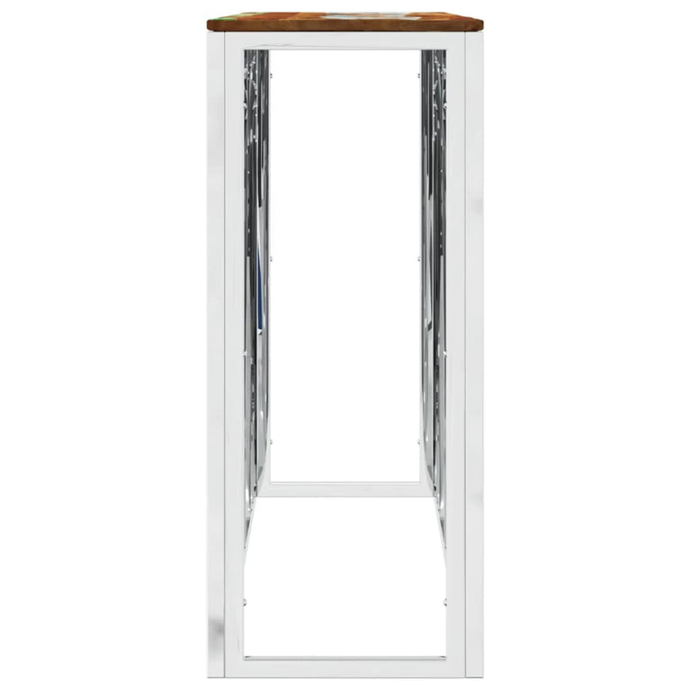 Wandtafel roestvrij staal en massief gerecycled hout zilver MeubelReus