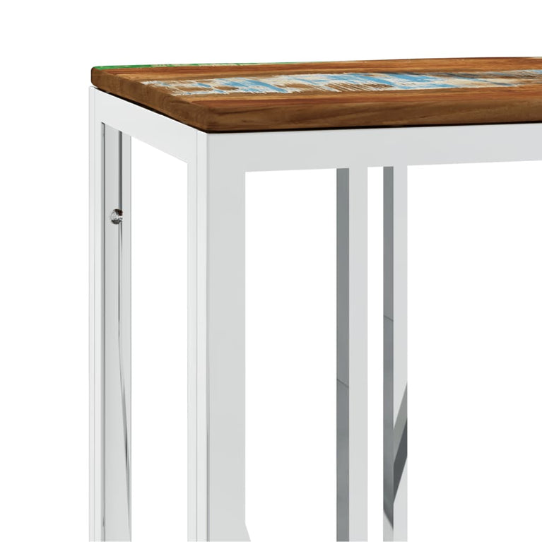 Wandtafel roestvrij staal en massief gerecycled hout zilver MeubelReus