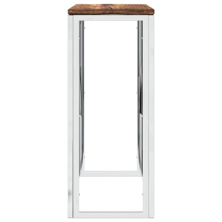 Wandtafel roestvrij staal en massief gerecycled hout zilver MeubelReus