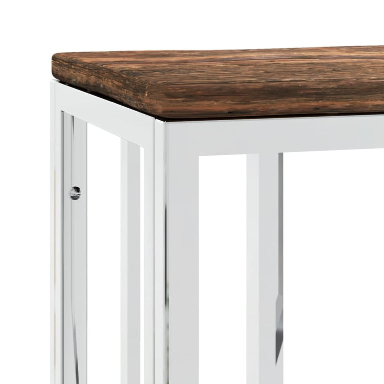 Wandtafel roestvrij staal en massief gerecycled hout zilver MeubelReus