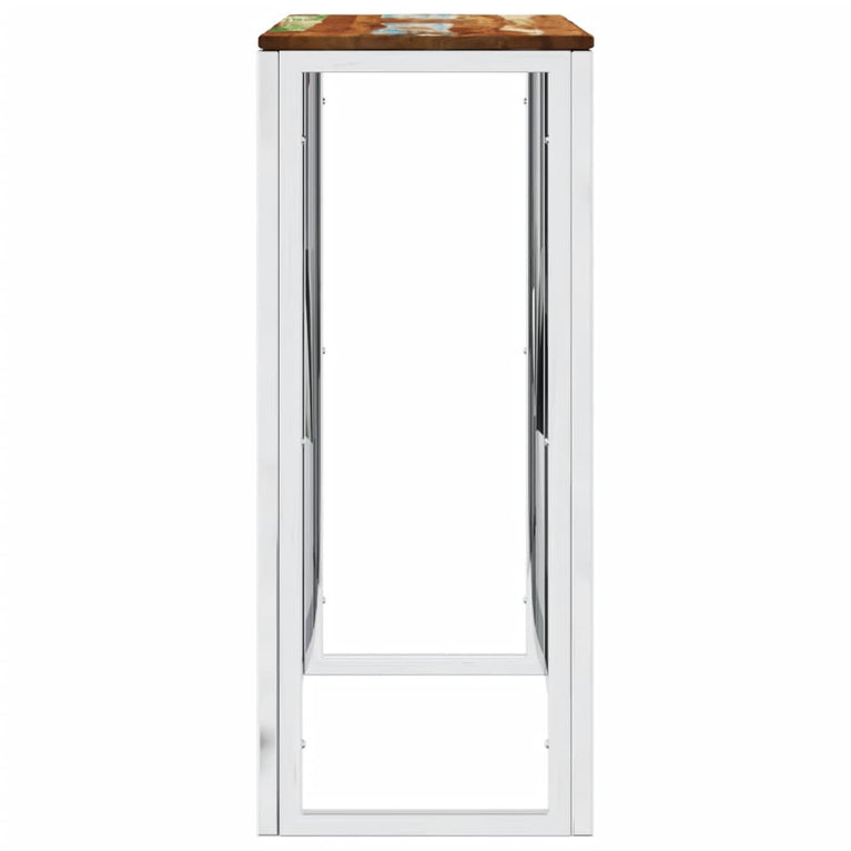 Wandtafel roestvrij staal en massief gerecycled hout zilver MeubelReus