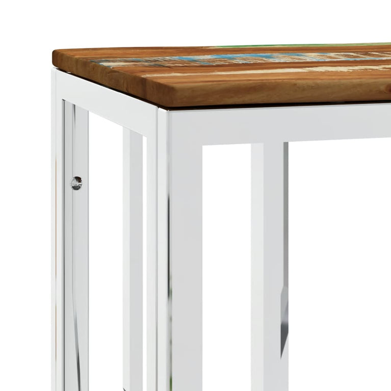 Wandtafel roestvrij staal en massief gerecycled hout zilver MeubelReus