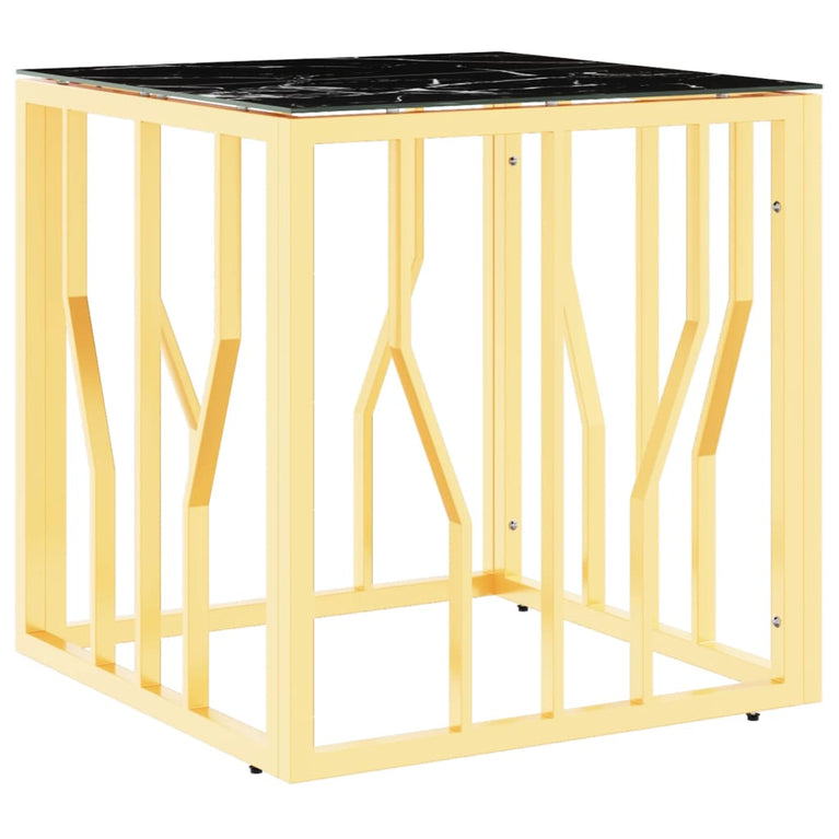Salontafel 50x50x50 cm roestvrij staal en glas goudkleurig MeubelReus