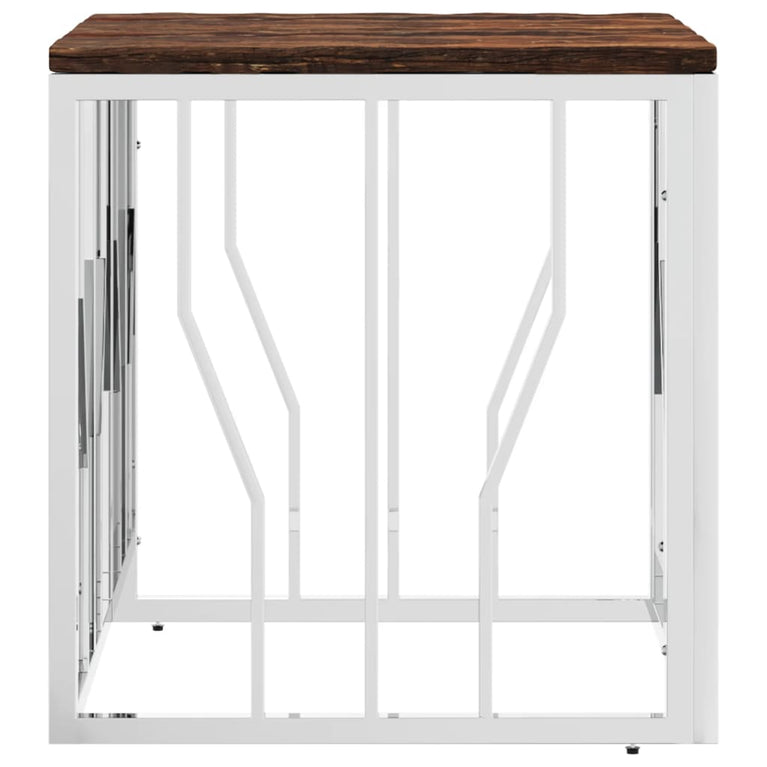 Salontafel roestvrij staal en massief gerecycled hout zilver MeubelReus