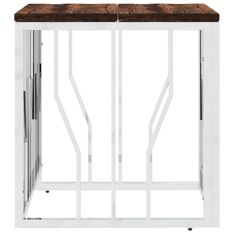 Salontafel roestvrij staal en massief gerecycled hout zilver MeubelReus