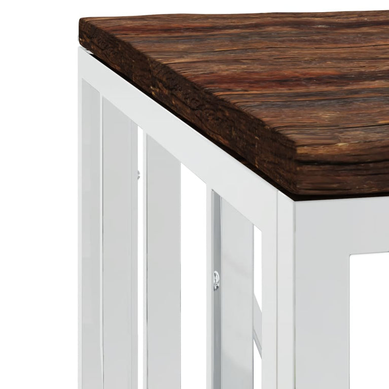 Salontafel roestvrij staal en massief gerecycled hout zilver MeubelReus