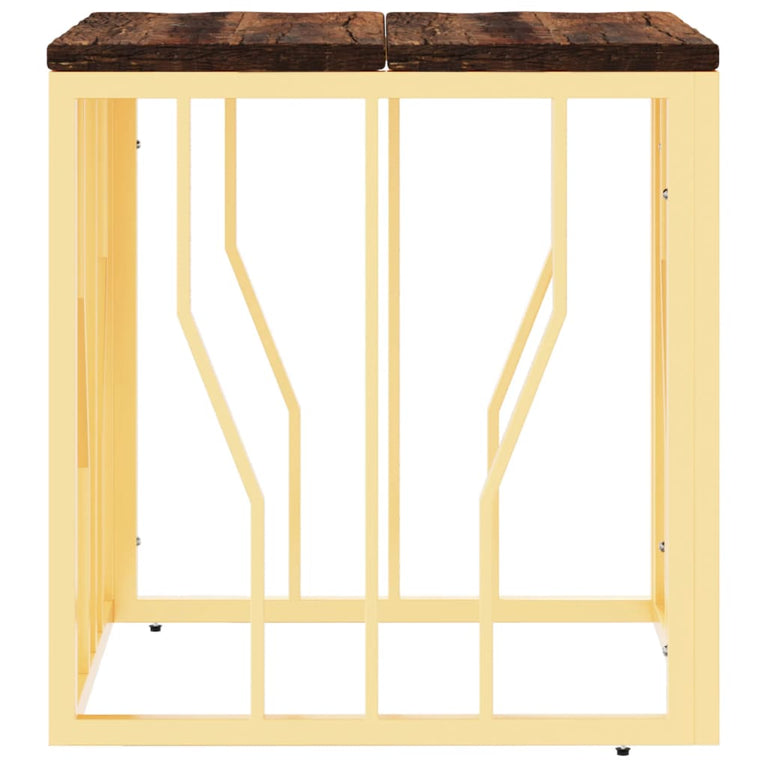 Salontafel roestvrij staal en massief gerecycled hout goudkleur MeubelReus