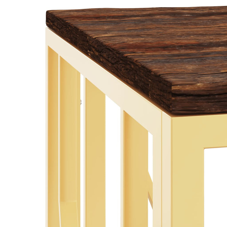 Salontafel roestvrij staal en massief gerecycled hout goudkleur MeubelReus