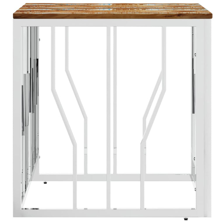 Salontafel roestvrij staal en massief gerecycled hout zilver MeubelReus