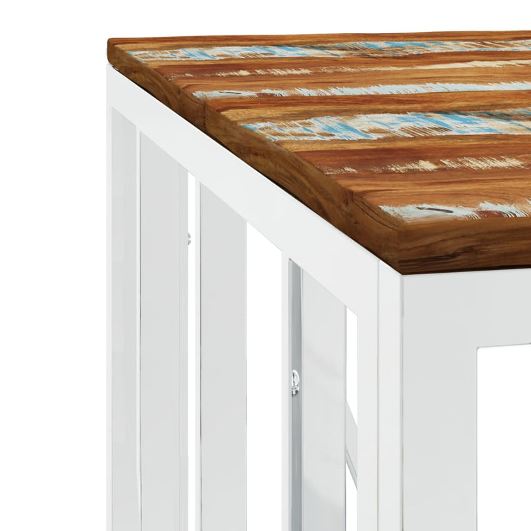 Salontafel roestvrij staal en massief gerecycled hout zilver MeubelReus