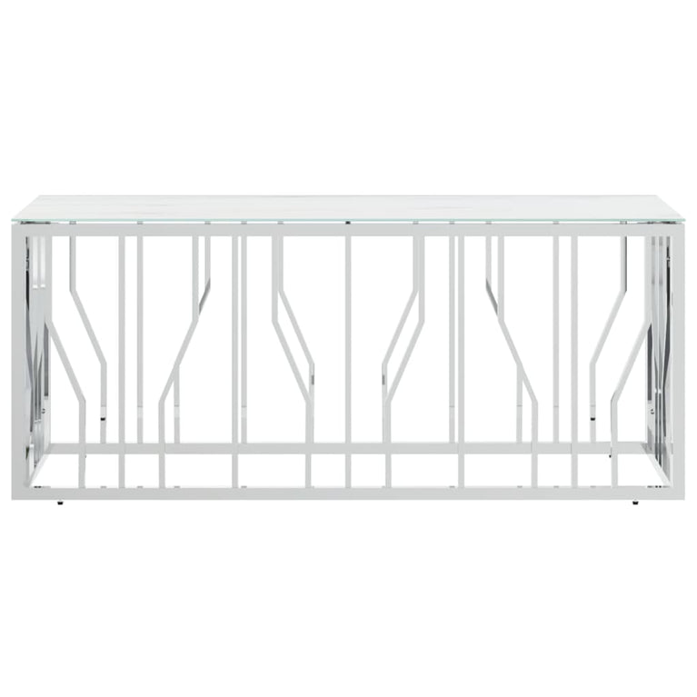 Salontafel 110x45x45 cm roestvrij staal en glas zilverkleurig MeubelReus