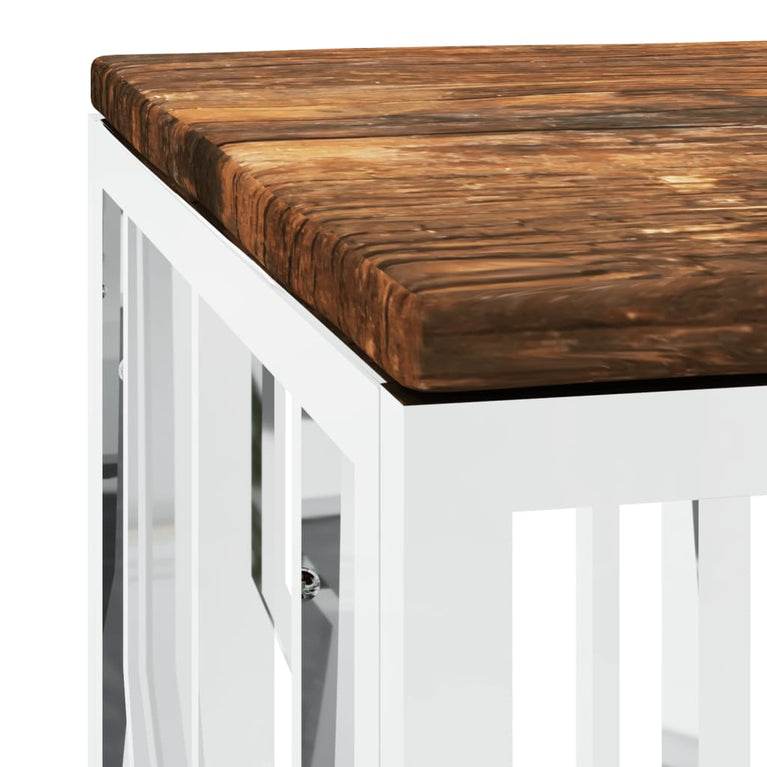 Salontafel roestvrij staal en massief hergebruikt hout MeubelReus