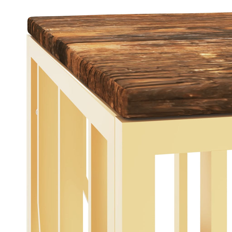 Salontafel roestvrij staal en massief gerecycled hout goudkleur MeubelReus