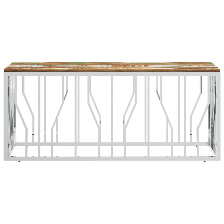 Salontafel roestvrij staal en massief gerecycled hout zilver MeubelReus