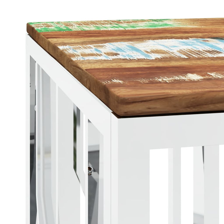 Salontafel roestvrij staal en massief gerecycled hout zilver MeubelReus