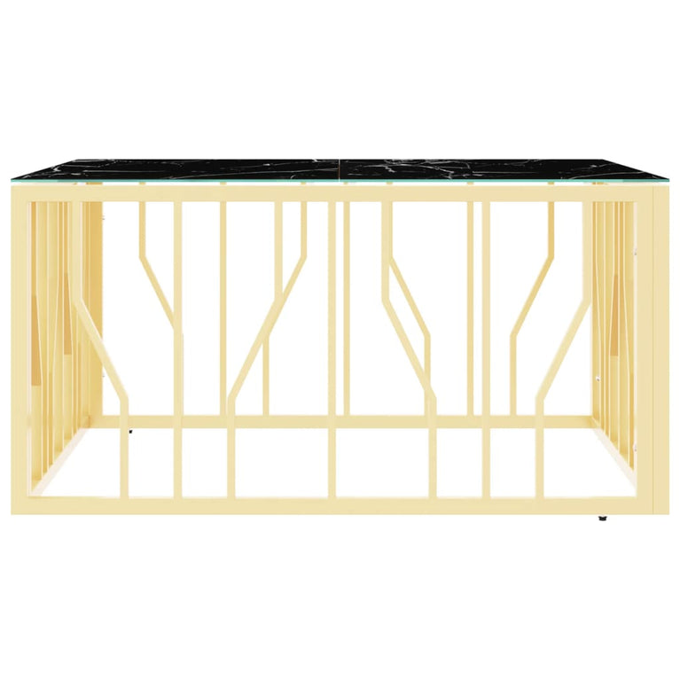 Salontafel 80x80x40 cm roestvrij staal en glas goudkleurig MeubelReus