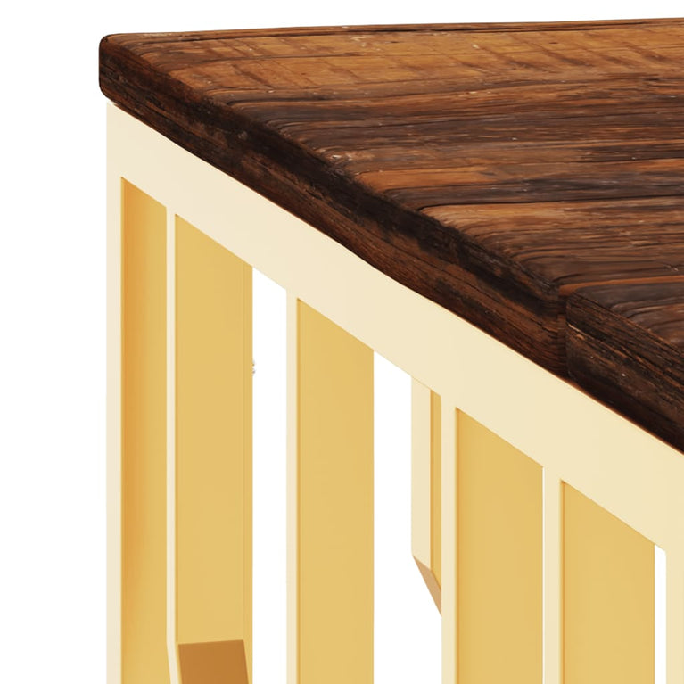 Salontafel roestvrij staal en massief gerecycled hout goudkleur MeubelReus