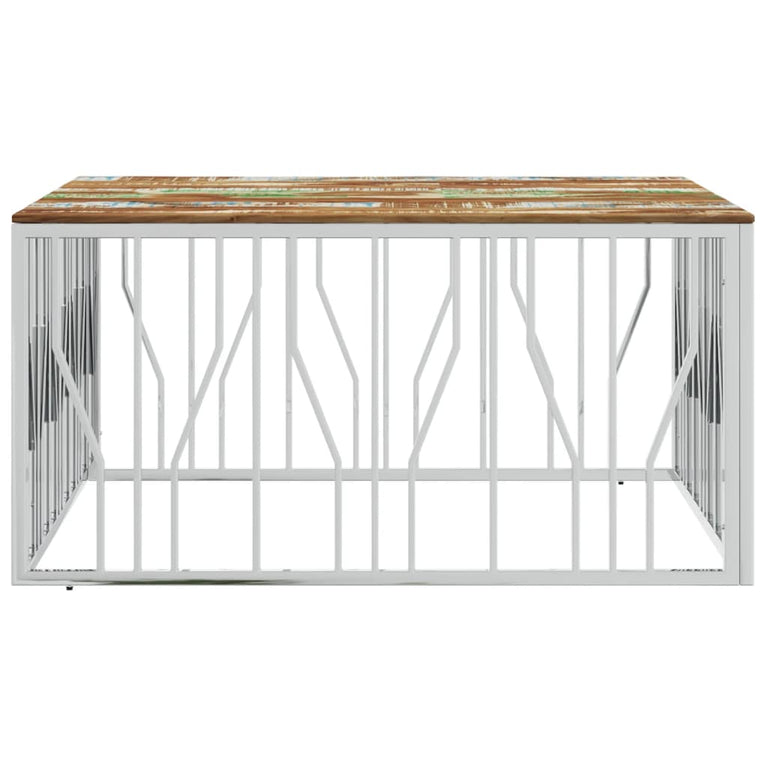 Salontafel roestvrij staal en massief gerecycled hout zilver MeubelReus