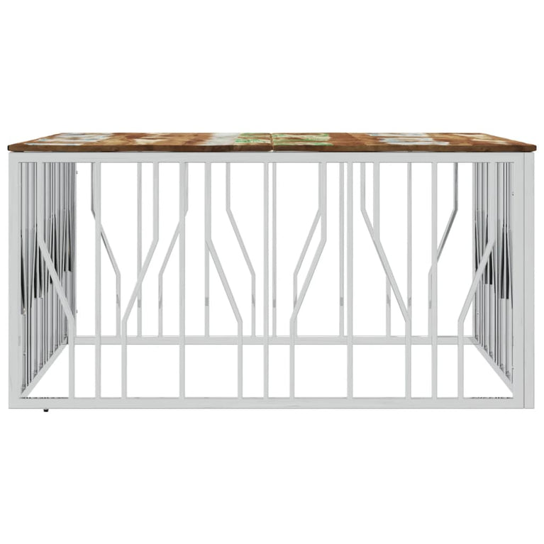 Salontafel roestvrij staal en massief gerecycled hout zilver MeubelReus