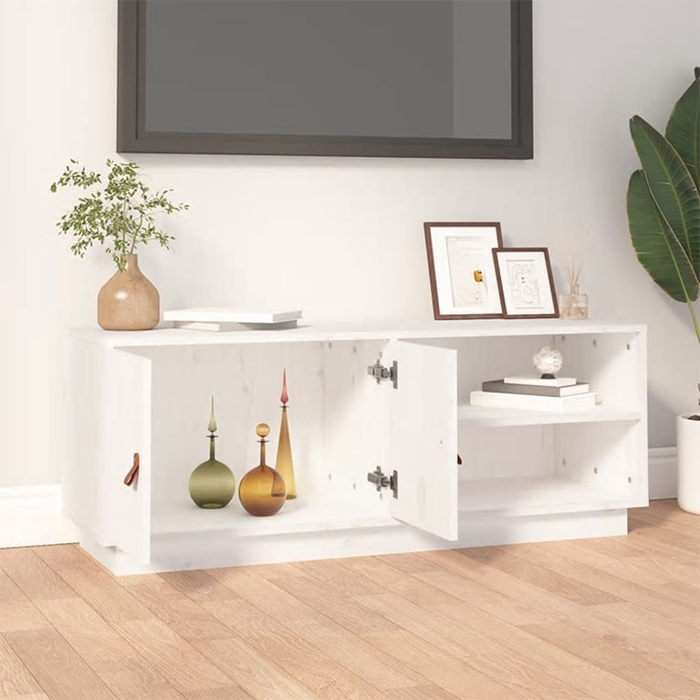 Tv-meubel 105x34x40 cm massief grenenhout wit MeubelReus