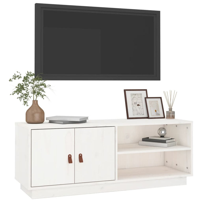 Tv-meubel 105x34x40 cm massief grenenhout wit MeubelReus