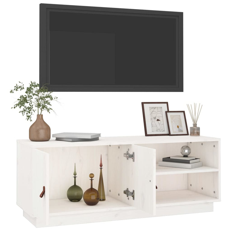 Tv-meubel 105x34x40 cm massief grenenhout wit MeubelReus