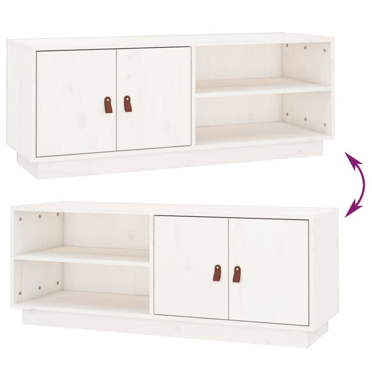 Tv-meubel 105x34x40 cm massief grenenhout wit MeubelReus