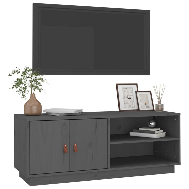 Tv-meubel 105x34x40 cm massief grenenhout grijs MeubelReus