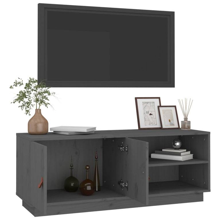 Tv-meubel 105x34x40 cm massief grenenhout grijs MeubelReus