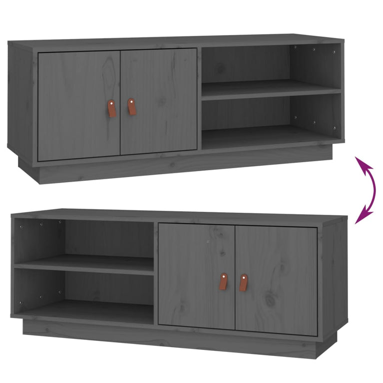Tv-meubel 105x34x40 cm massief grenenhout grijs MeubelReus