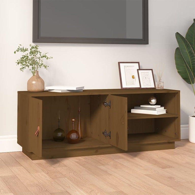 Tv-meubel 105x34x40 cm massief grenenhout honingbruin MeubelReus