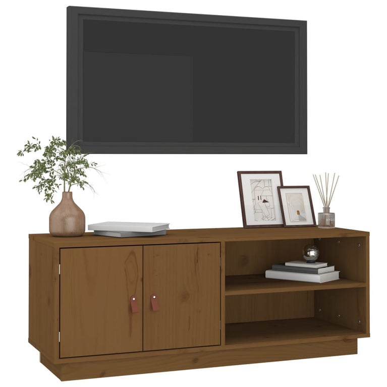 Tv-meubel 105x34x40 cm massief grenenhout honingbruin MeubelReus