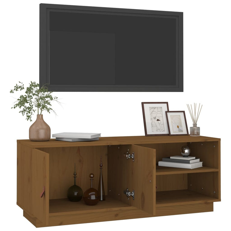 Tv-meubel 105x34x40 cm massief grenenhout honingbruin MeubelReus