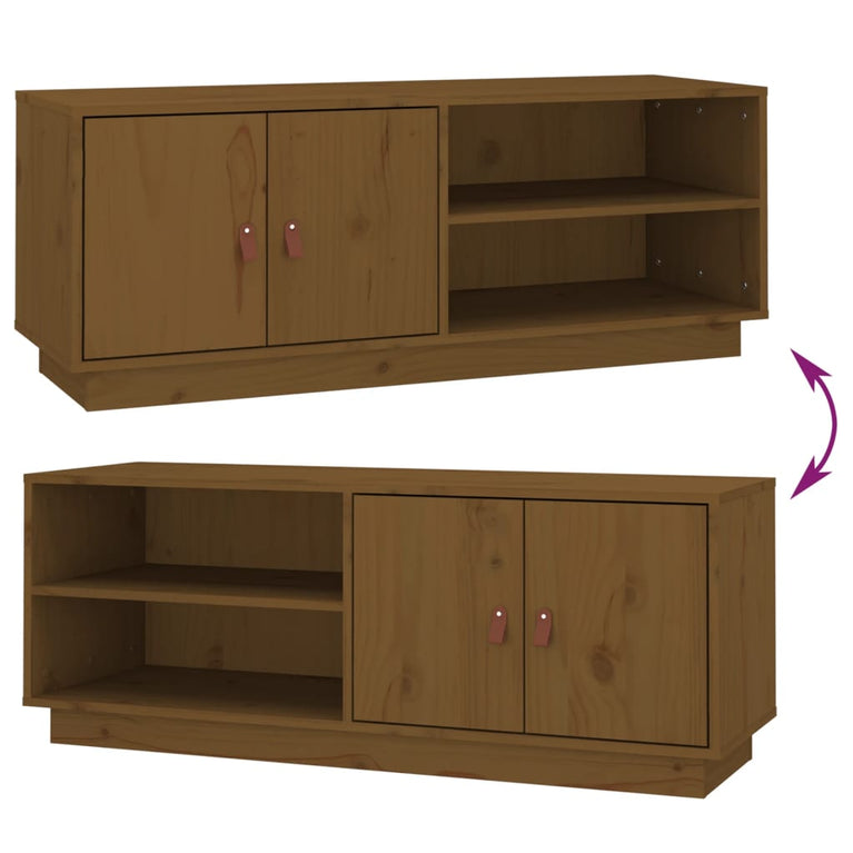 Tv-meubel 105x34x40 cm massief grenenhout honingbruin MeubelReus
