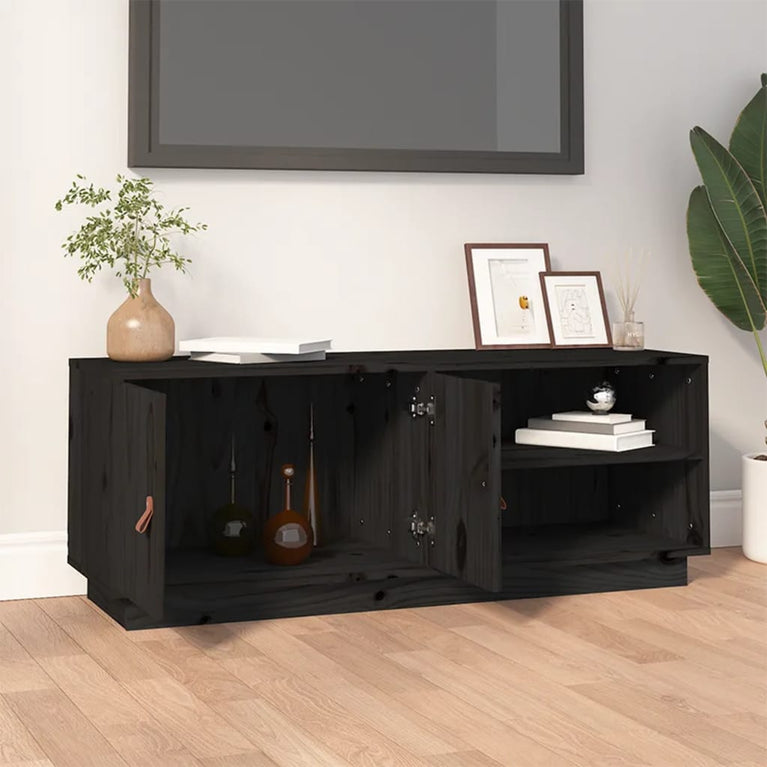 Tv-meubel 105x34x40 cm massief grenenhout zwart MeubelReus