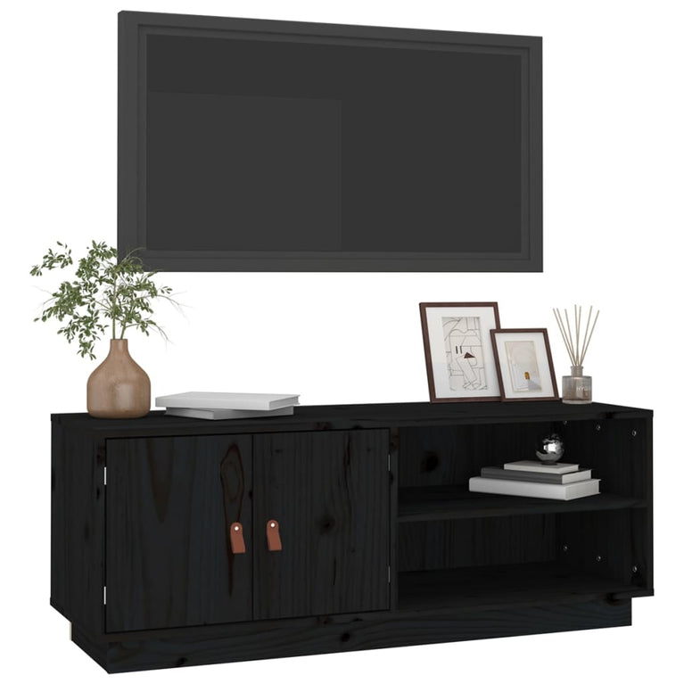 Tv-meubel 105x34x40 cm massief grenenhout zwart MeubelReus