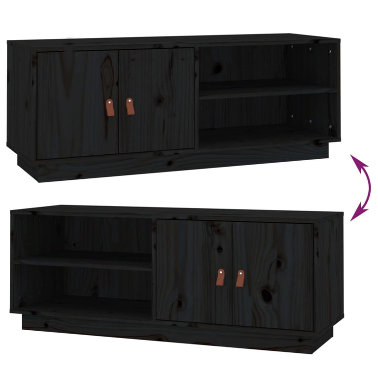 Tv-meubel 105x34x40 cm massief grenenhout zwart MeubelReus