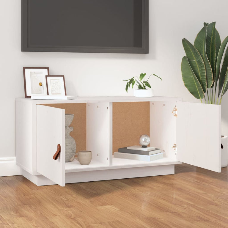 Tv-meubel 80x34x40 cm massief grenenhout wit MeubelReus