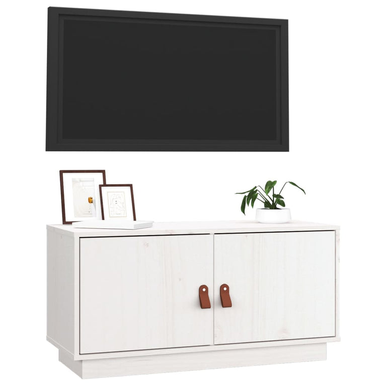 Tv-meubel 80x34x40 cm massief grenenhout wit MeubelReus