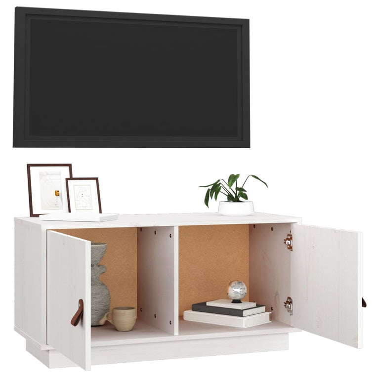 Tv-meubel 80x34x40 cm massief grenenhout wit MeubelReus