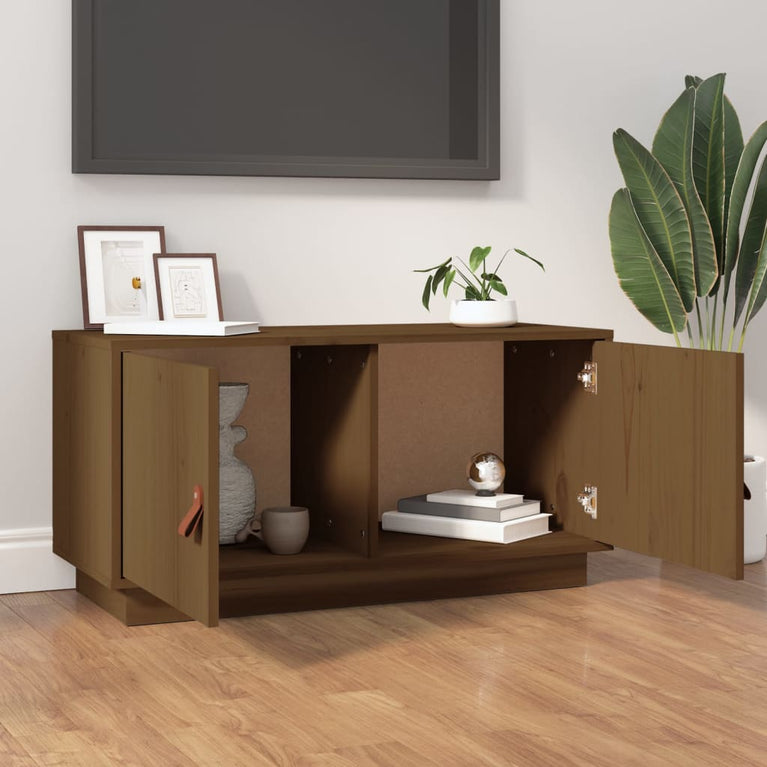 Tv-meubel 80x34x40 cm massief grenenhout honingbruin MeubelReus