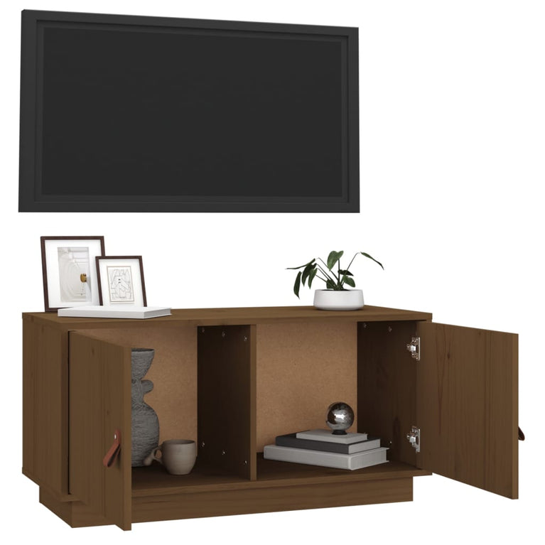Tv-meubel 80x34x40 cm massief grenenhout honingbruin MeubelReus