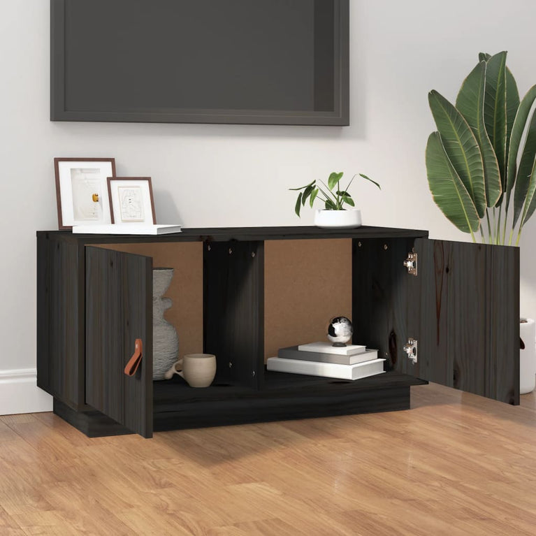 Tv-meubel 80x34x40 cm massief grenenhout zwart MeubelReus