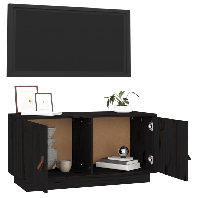 Tv-meubel 80x34x40 cm massief grenenhout zwart MeubelReus