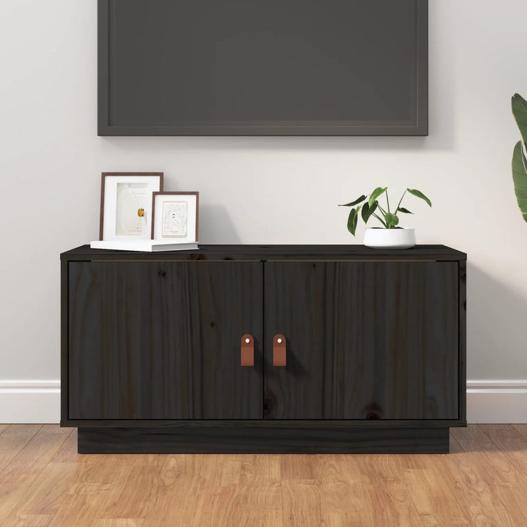 Tv-meubel 80x34x40 cm massief grenenhout zwart MeubelReus