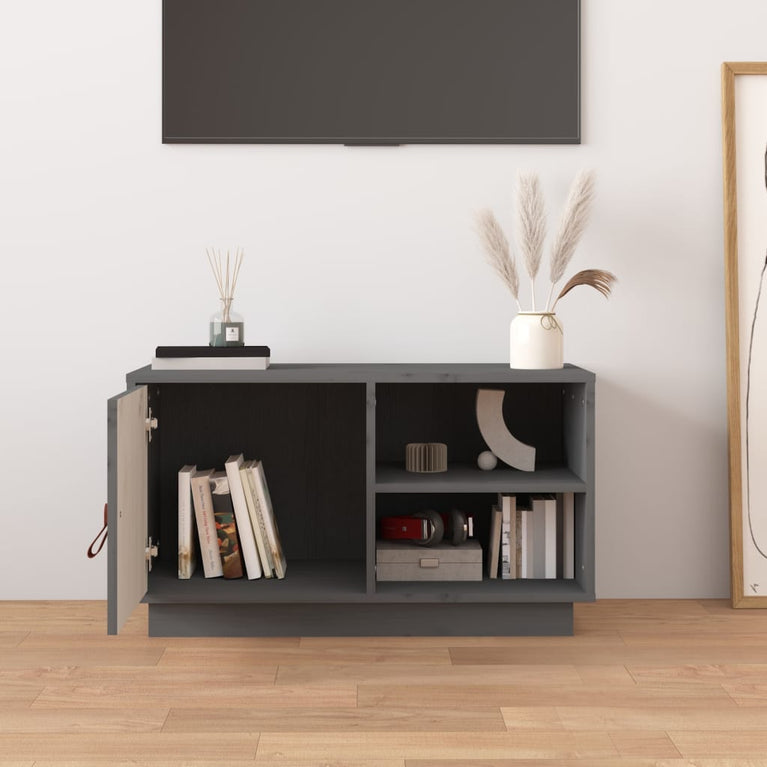 Tv-meubel 70x34x40 cm massief grenenhout grijs MeubelReus